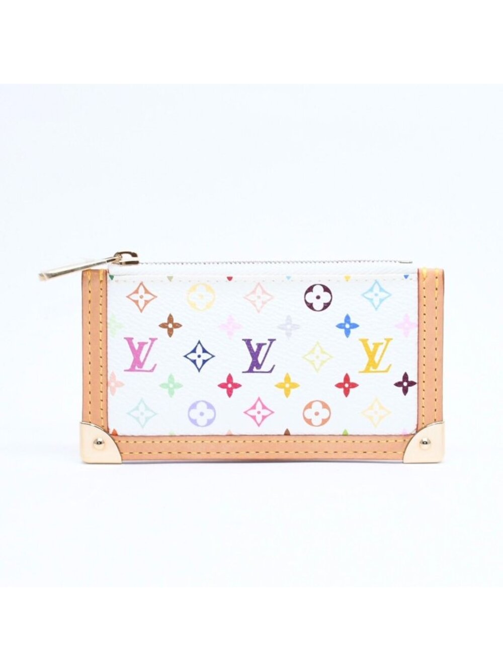 Louis Vuitton Pochette Cles Coin Purse Monogram Multicolor White Takashi